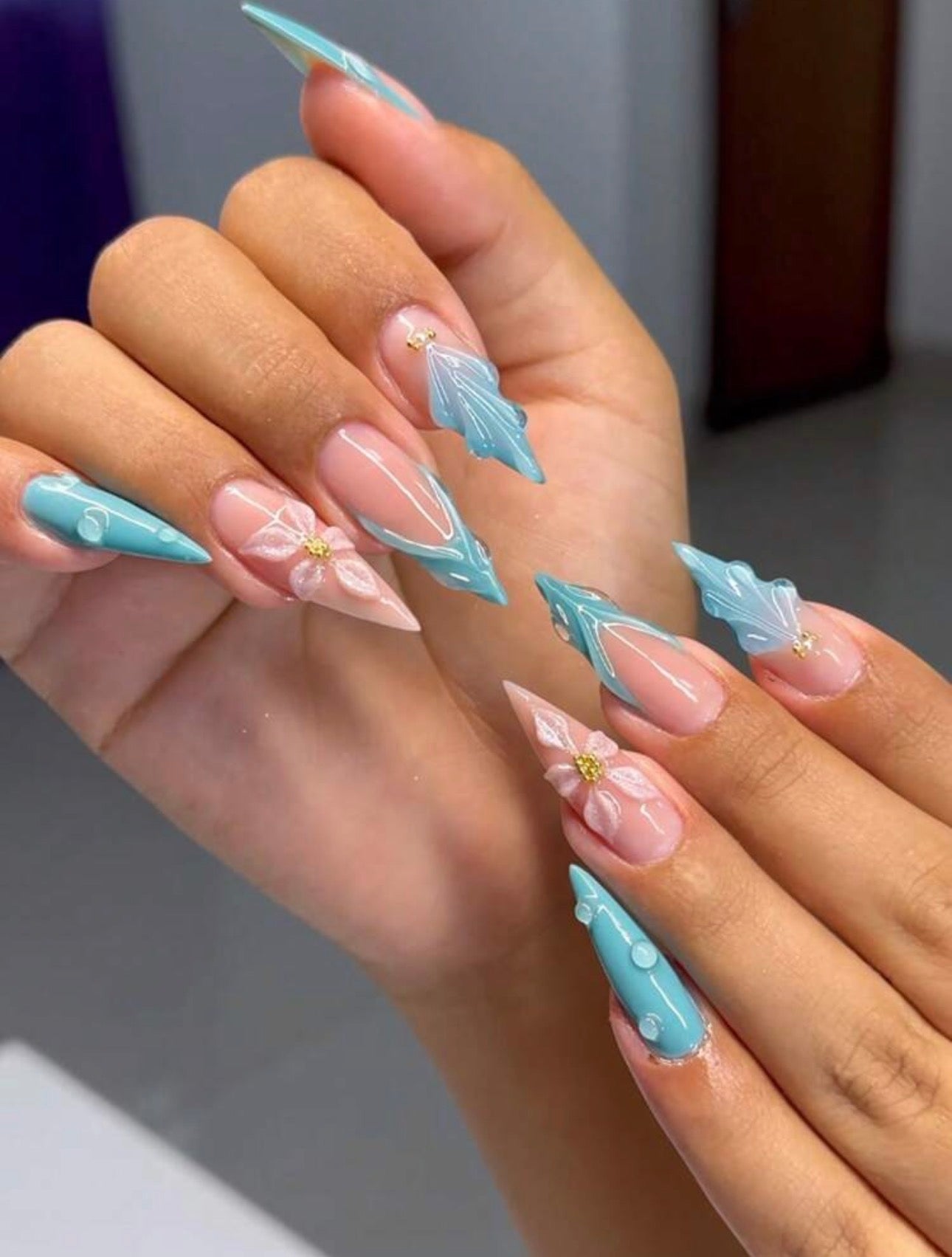 Press-On Nails – Bleu Lagoon